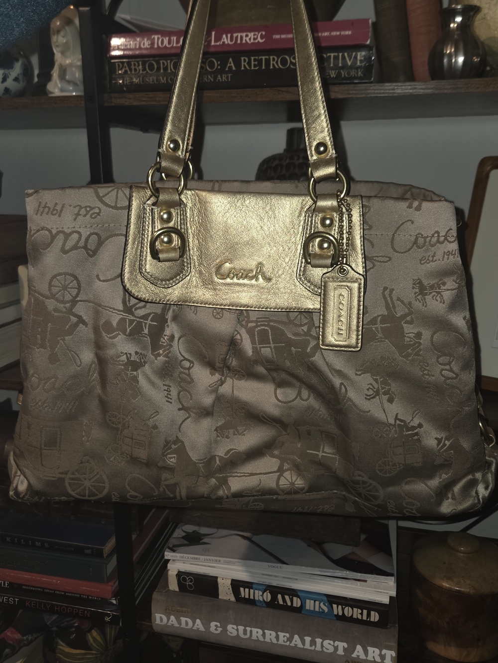 Coach Gold Ashley Horse and Carriage Handbag W/o Strap
